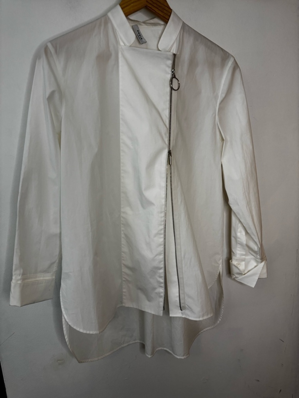 Akris Punto White Asymmetrical Zip Utility Tunic Shirt Jacket
